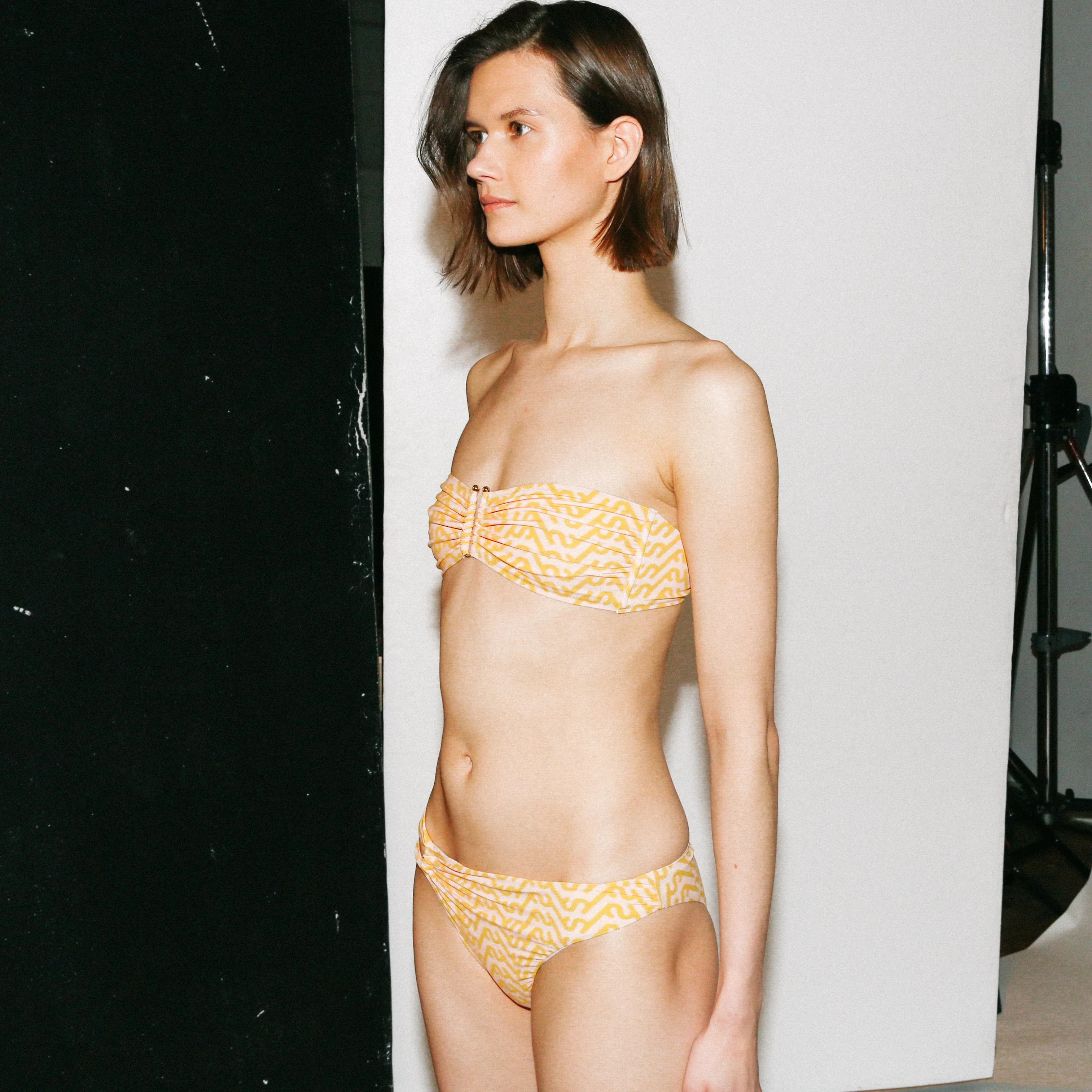 Yellow Logo Printed Ruched Bikini Briefs - Image 5